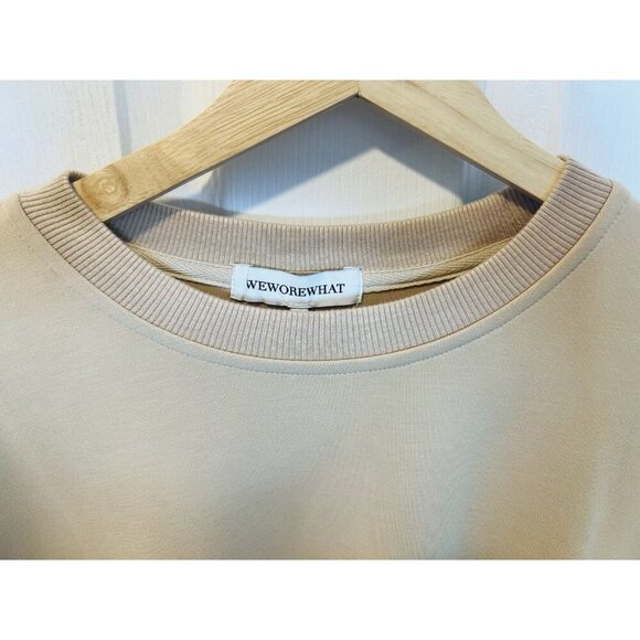 WeWoreWhat X Revolve Oversized Crew Neck Size Small Heather Doe Balloon Sleeve - Picture 7 of 11